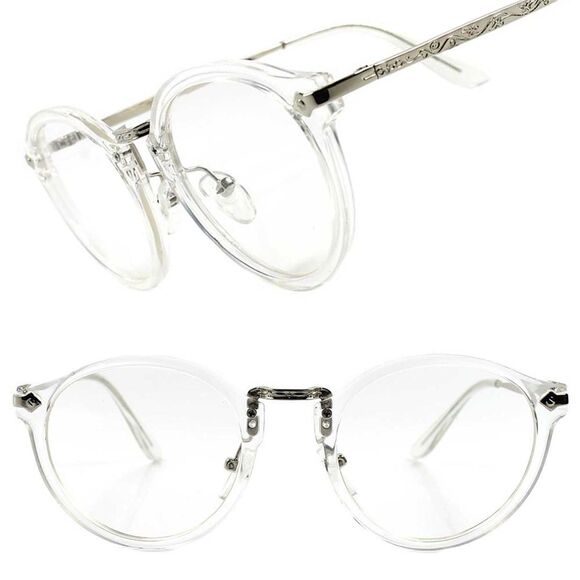 KISS Accessories - Indie Classic Vintage Retro Fashion Stylish Transparent Round Clear Lens Glasses